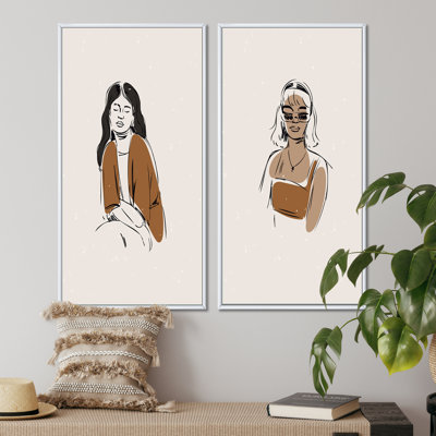 «Retro Woman Portrait Minimalistic Pop IV», ensemble de 2 impressions