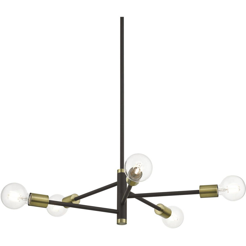 5 - Light Dimmable Sputnik Modern Linear Chandelier