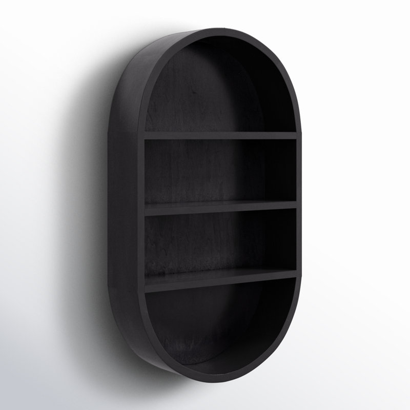 Minx 3 Piece Oval Mango Accent Shelf, Black