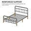 Structure de lit en métal durable avec tête de lit, structure stable, rangement sous le lit, aucun sommier requis