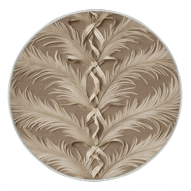 Tapis beige français lavable à la machine, Rond 7 pi