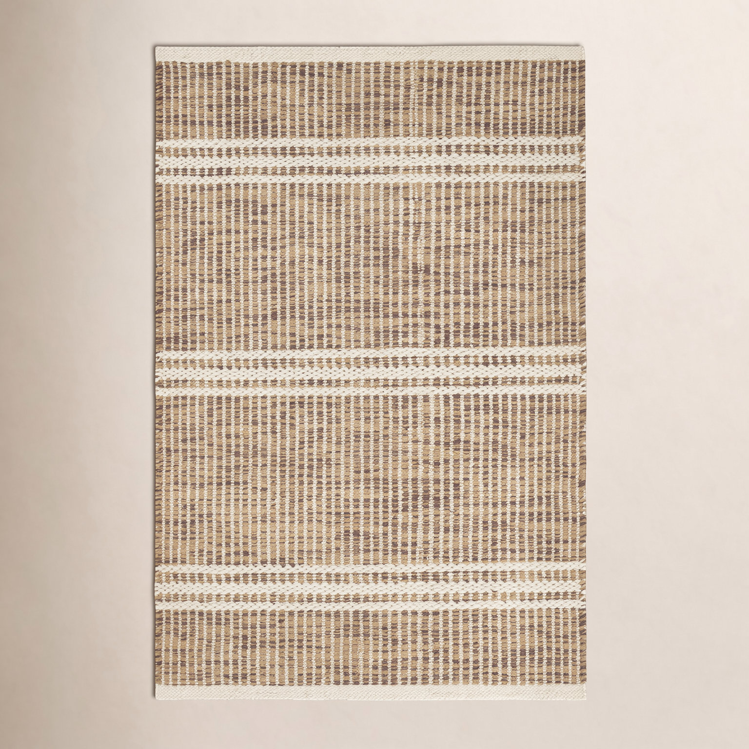 Malta Hand-Woven Striped Wool Rug, Rectangle 8'6" x 11'6", Natural