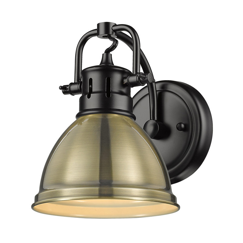 Applique murale 1 lumière pour salle de bain Calico, Noir mat, Laiton vieilli
