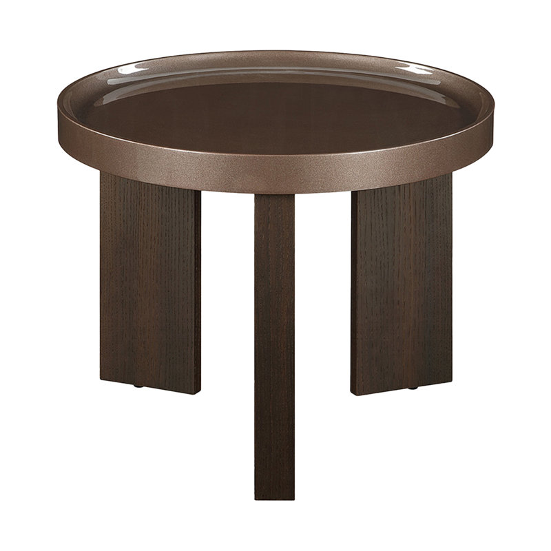 Table d'appoint de 62 cm de large, fini chêne fumé blond foncé brillant