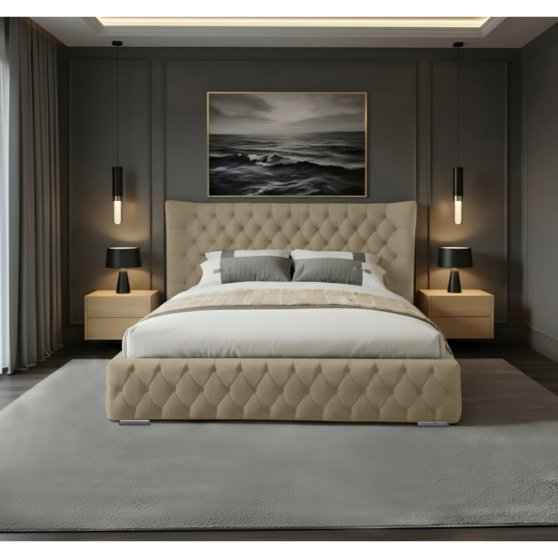 Achilleas Upholstered Bed, Coffee, Small Double (4')