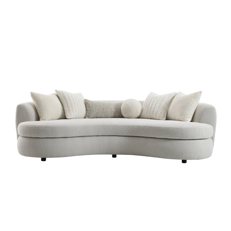Canapé Iniko Beige Boucle avec coussins décoratifs