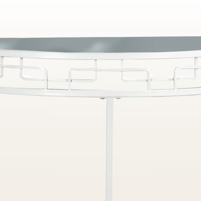 Thompson Tempered Glass White Laminate Accent Table With Metal Frame, 31.56" H X 35.88" W X 15.8" D