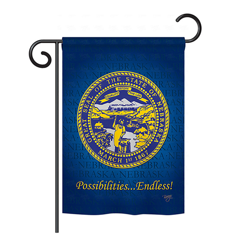 Drapeau de maison en polyester à 2 côtés US State, H 18,5 po x l 13 po, Nebraska
