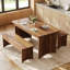 Ensemble de table de salle à manger 3 pièces avec 2 bancs - 55 po pour table d'appoint, coin repas et espaces polyvalents