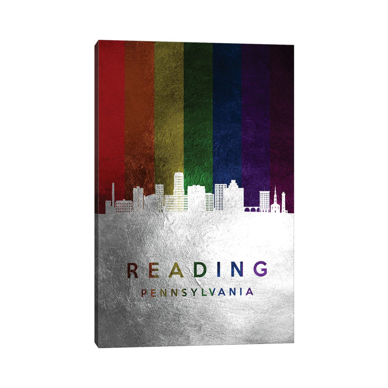 Reading Pennsylvania Spectrum Skyline by Adrian Baldovino - Wrapped Canvas Print, 30.48 cm H x 45.72 cm W