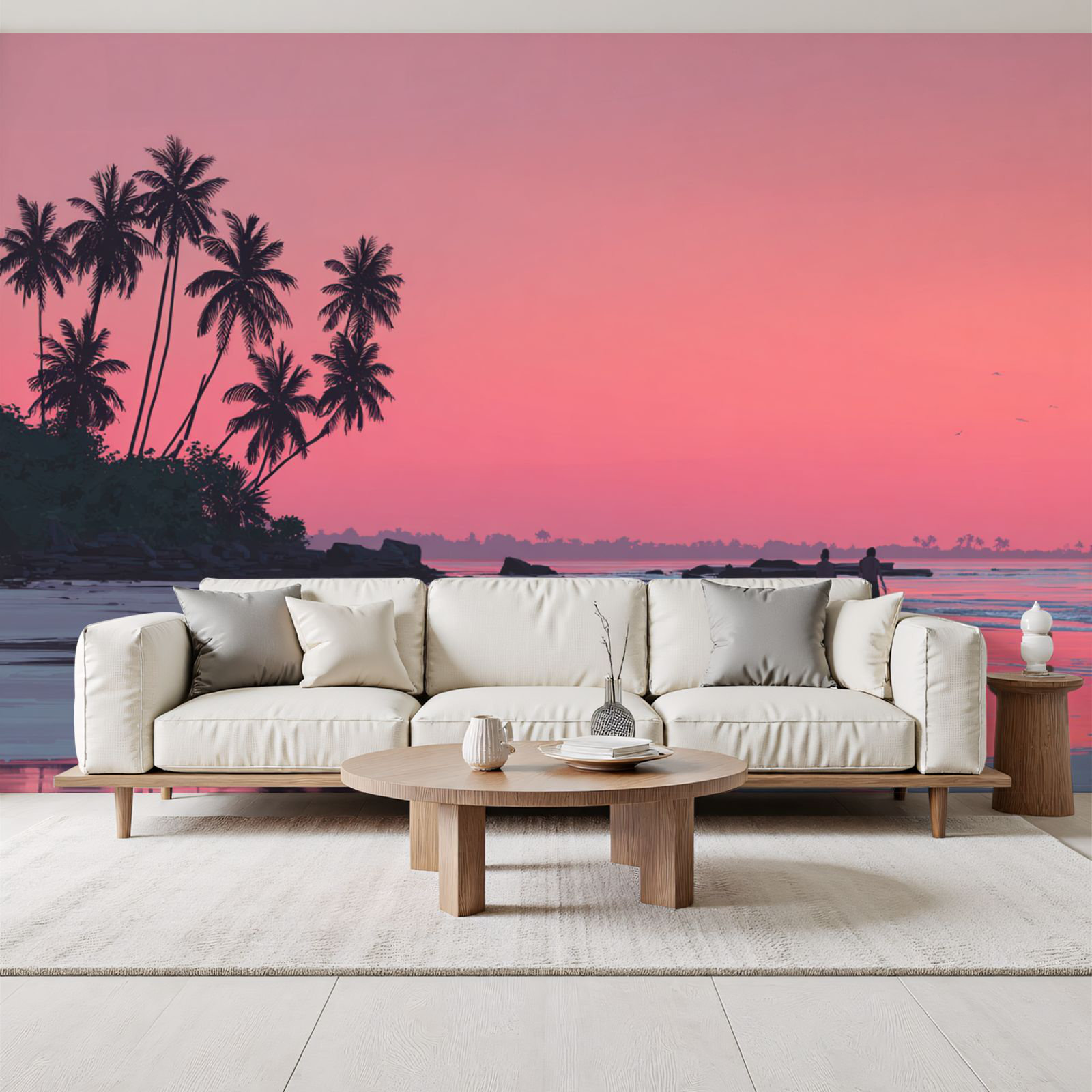 Red Barrel Studio Peel and Stick Wallpaper Tropical Beach Palm Trees ...