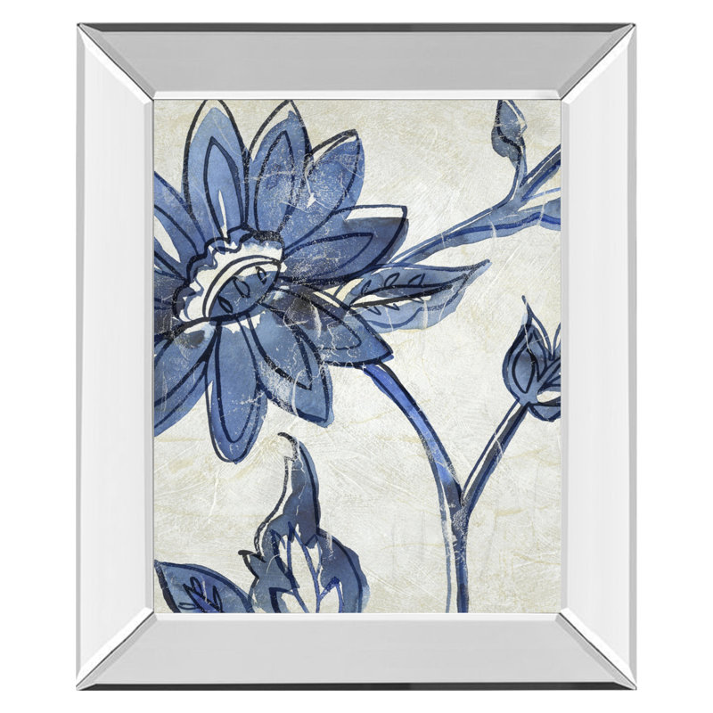 Art mural Blue Bloom - 22 po x 26 po - Cadre en miroir