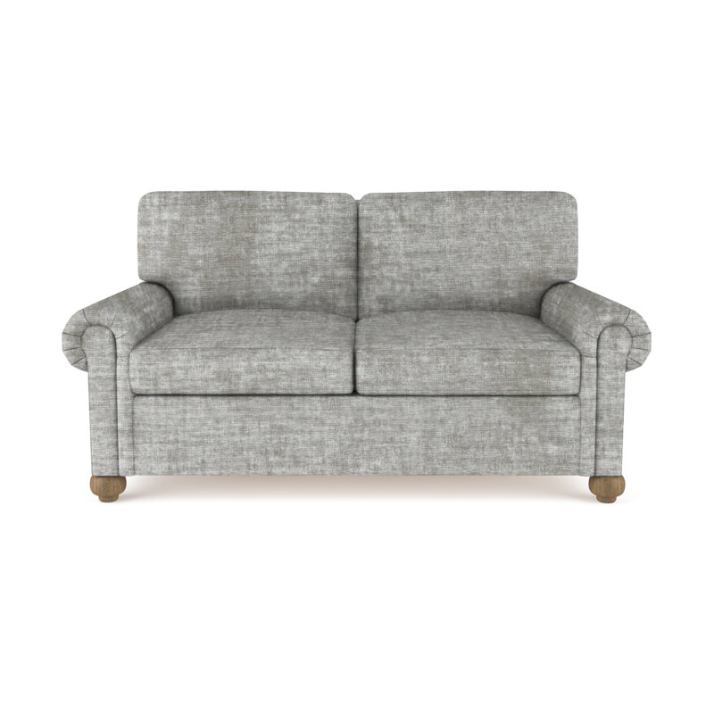 Causeuse Leroy, Patiné, Velours écrasé rayé argent, H 36 po x l 72 po x P 43 po