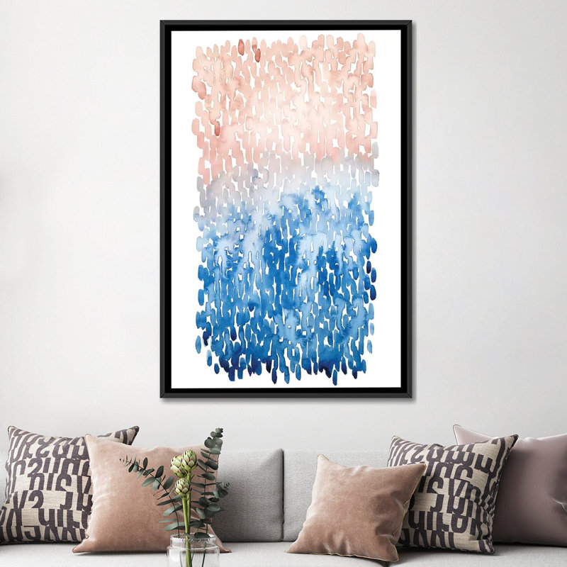 «Coral Cascade I», reproduction sur toile, H 26 po x l 18 po x P 1,5 po, Toile avec cadre noir, Pas de tapis