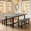 Ensemble de salle à manger industriel 7 pièces pour 6 personnes, grande table de cuisine de 180 cm (70,9 po) avec 6 chaises rembourrées à dossier incurvé-1349250909