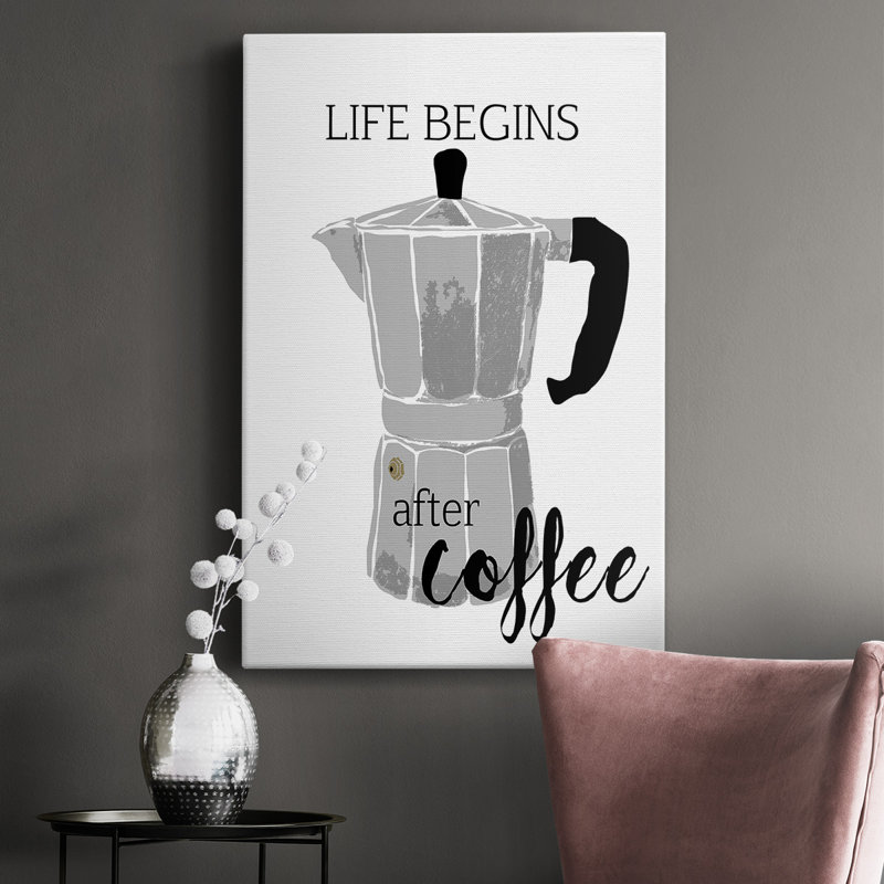 " Begins After Coffee ", 27" H x 16" W x 1" D
