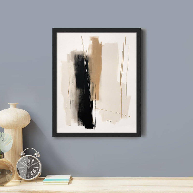 «Black Gray and Brown Color Blocks Abstract Shapes» sur papier, H 10 po x l 8 po, Noir