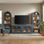 Ensemble de meuble télé 3 pièces en MDF avec bibliothèque pour téléviseur de 70 po ou moins, bleu-129891542