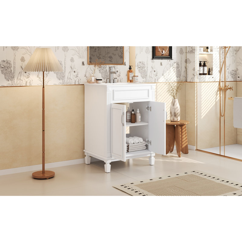 Meuble-lavabo 24 po avec lavabo supérieur, Blanc