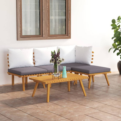 Ensemble de salon de jardin modulaire d'extérieur gris foncé 5 pièces