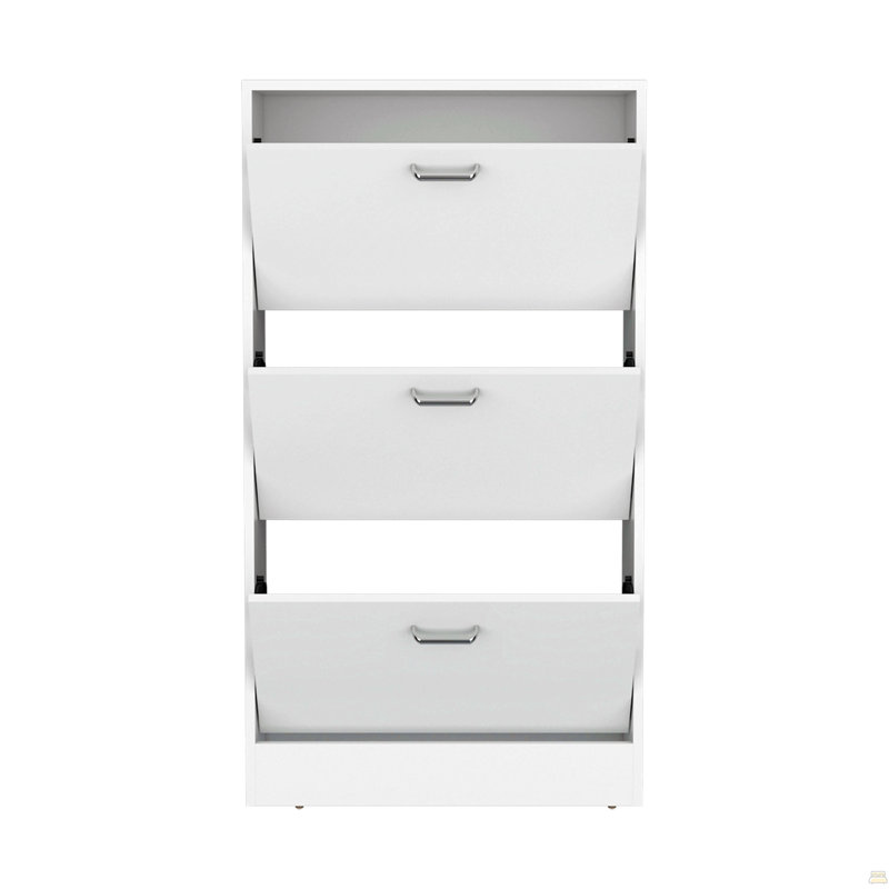 Range-chaussures, 3 portes, 3 tablettes, blanc, Blanc