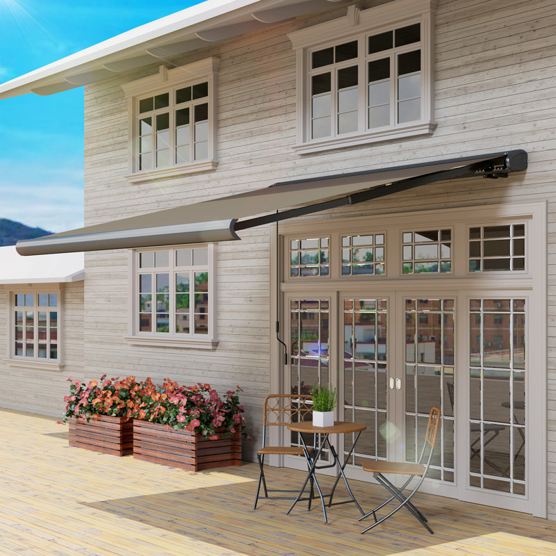 Outsunny Polyester Cover Retractable Patio Awning, 300cm W x 250cm D