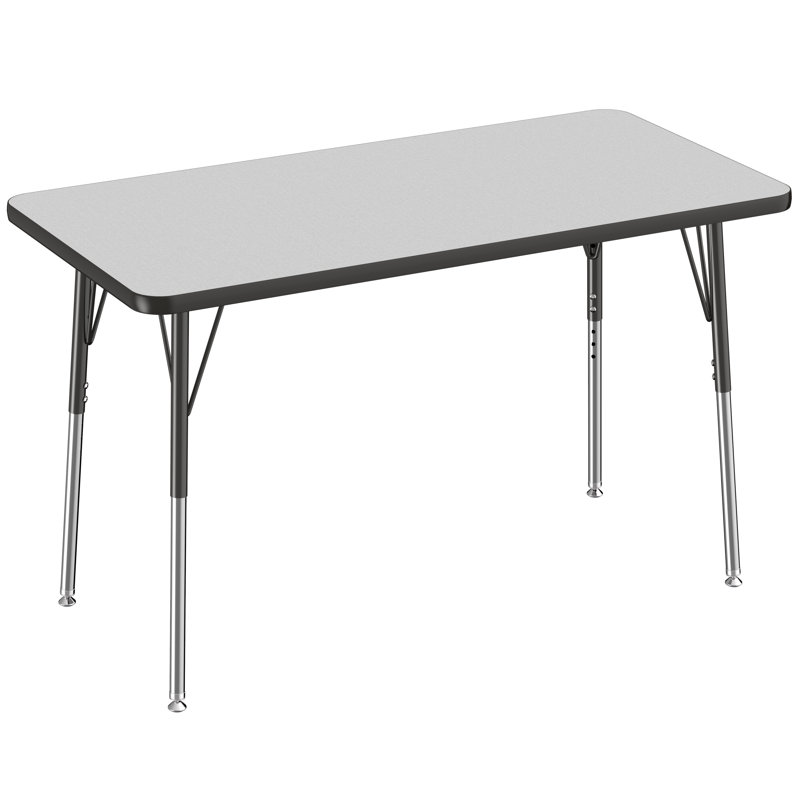 Table d'activité rectangulaire à hauteur réglable en forme de T, Gris / Noir, 36 po x 72 po, Roulement pivotant standard