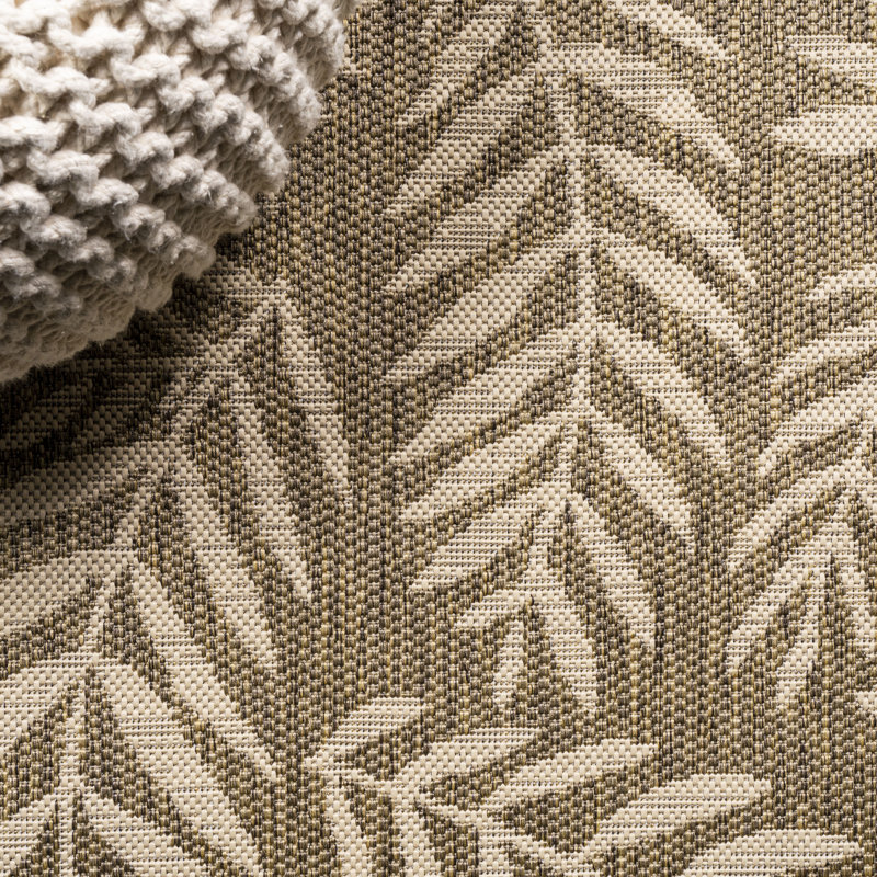 Mease Nevis Palm Frond Brown/Beige Indoor/Outdoor Rug, Runner 2'2" x 10'