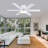46 White Low Profile Ceiling Fan 6-Blade with Lights Remote Modern 3 Colors 6 Speeds Flush Mount Reversible DC Motor-1449718603-1449718600