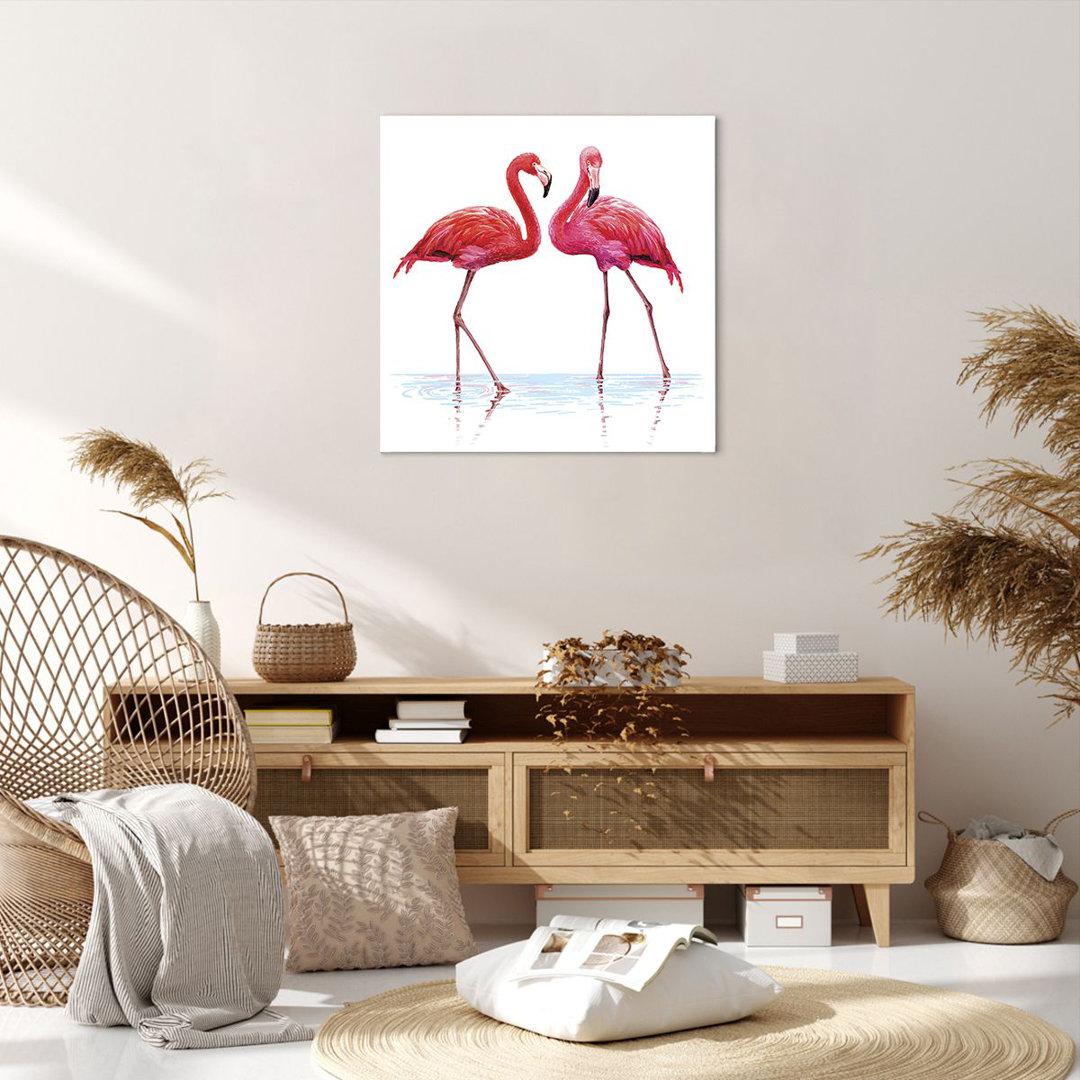 Leinwandbild Flamingos Pink Couple