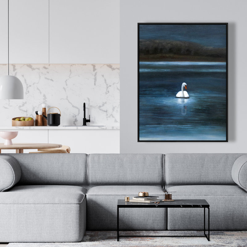 Beautiful swan - 36"x48" Framed canvas