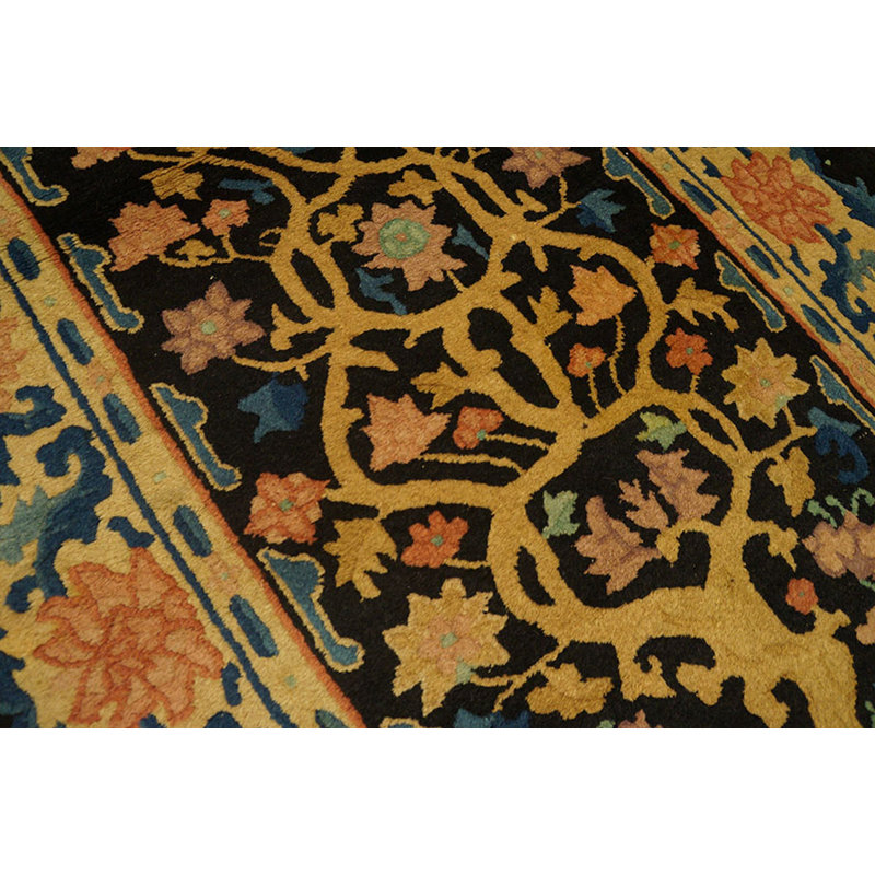Antique Art Deco Small Scatter Size Wool Blue Navy Rug