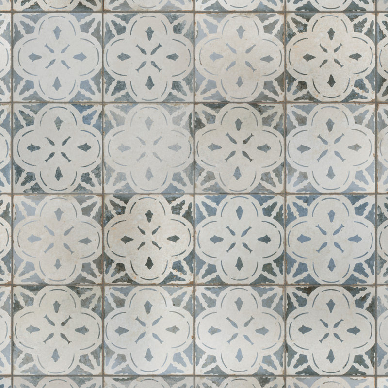 Kings 18" x 18" Ceramic Patterned Wall & Floor Tile, Blue