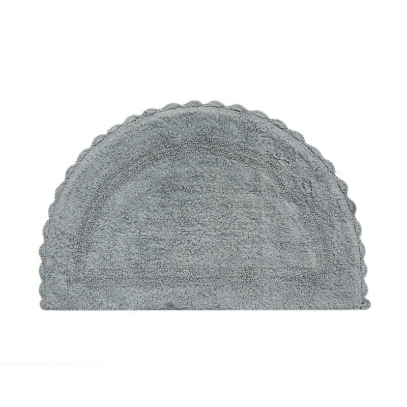 Tapis de bain demi-cercle en dentelle crochetée, Gris