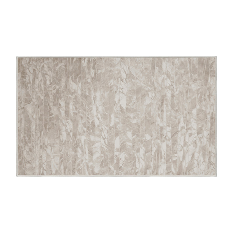 Machine Washable Beige Area Rug, Rectangle 5' x 8'
