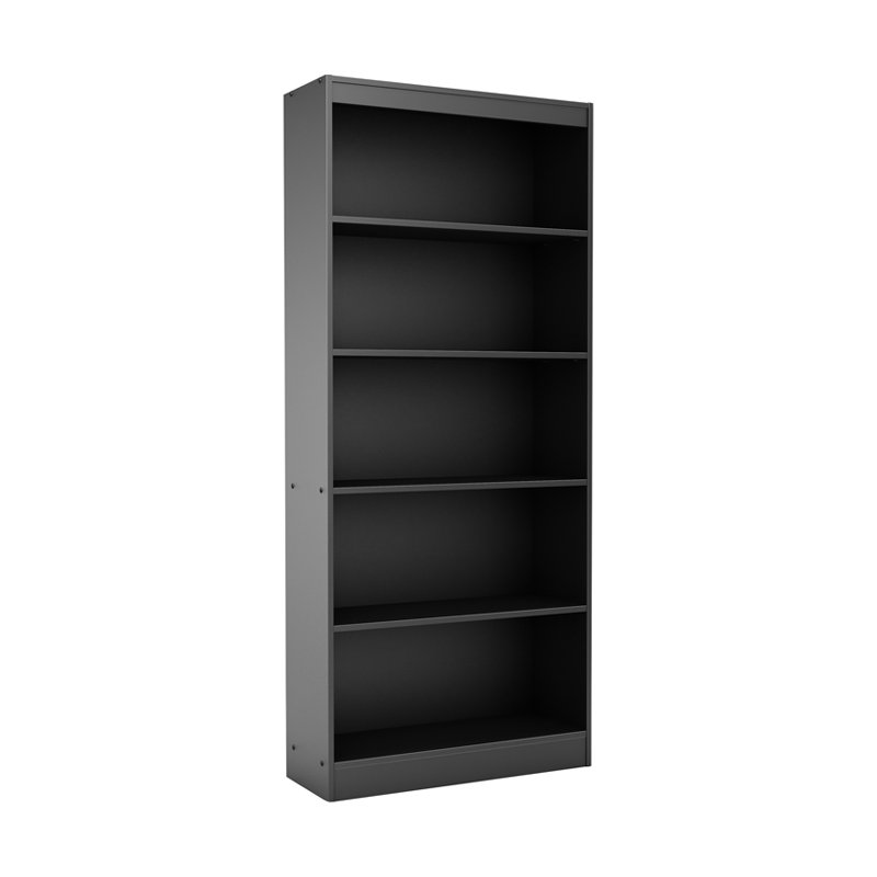 Bibliothèque Axess, Noir pur, (Cinq tablettes) H 68,75 po x l 28 po x P 11,5 po