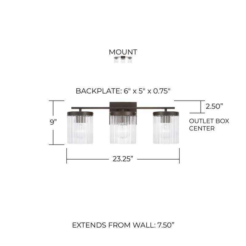 Vaughn 3 - Light Dimmable Vanity Light, Oil Rubbed Bronze
