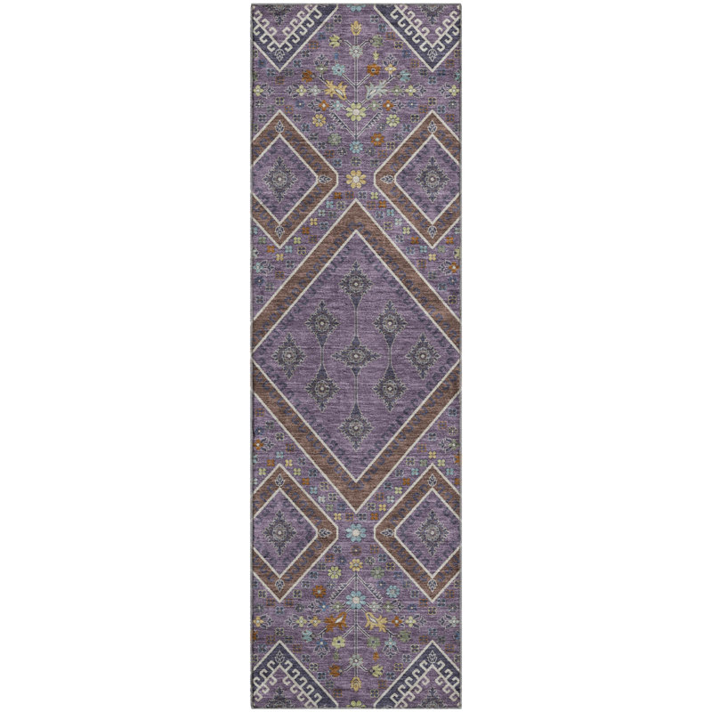 Tapis décontracté de qualité supérieure Mayfield AMF2459, Prune, Tapis de couloir 2 pi 3 po x 7 pi 6 po