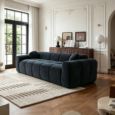 Très grand canapé à compression 98,4 po, nuage de velours côtelé