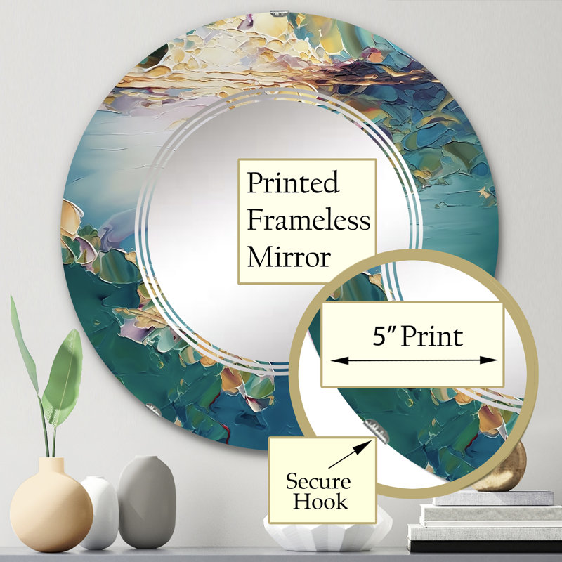 Aspendos - Miroir mural moderne rond, 24 po x 24 po