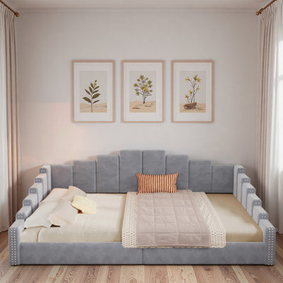 Velvet Upholstered Daybed with Nailhead Trim and Vertical Channel Tufting