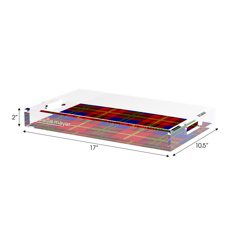 Tartan Acrylic Rectangle Decorative Tray, 2" H x 17"W x 10.5"D