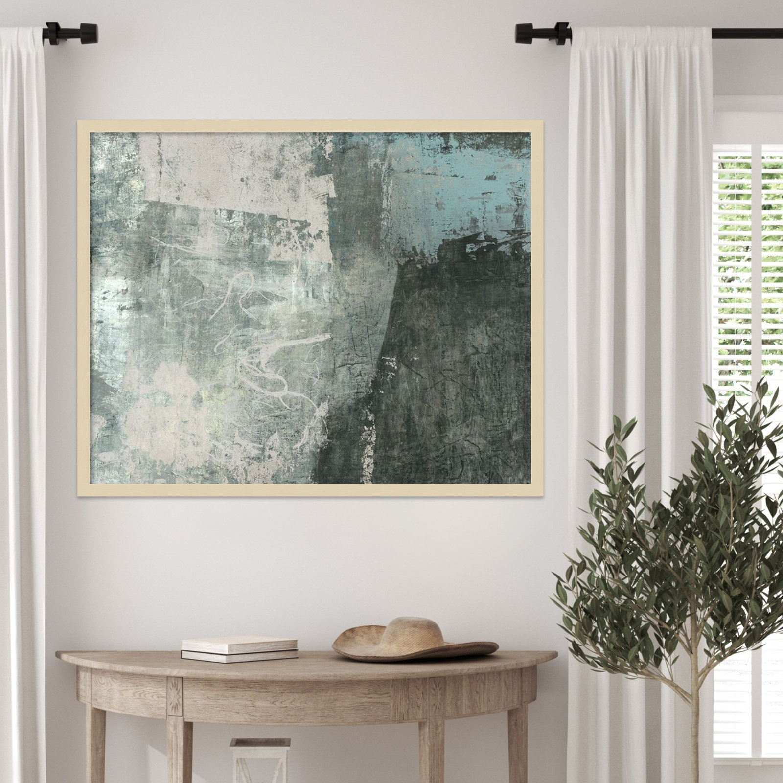 Fresno "Black and Grey and Blue I" Print, 27" H x 33" W, Brown