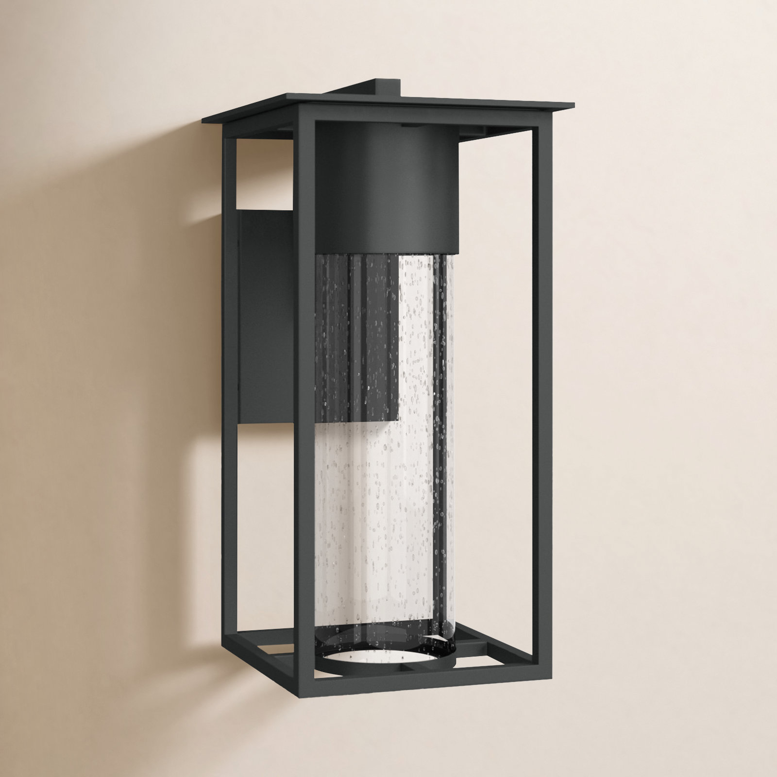 Outdoor Wall Lantern, Black, 16" H x 8" W x 10" D