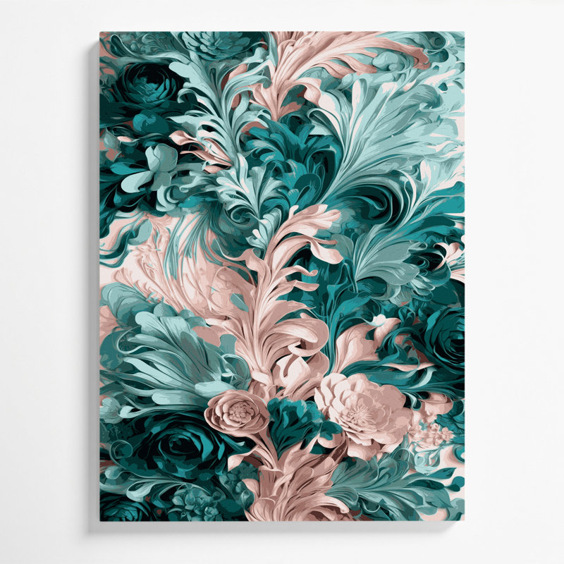 «Abstract Florals 46», art mural sur toile grise, H 24 po x l 20 po