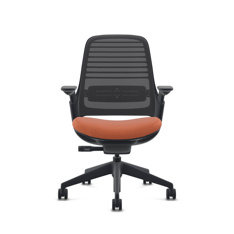 Steelcase Series 1 Task Chair, Oatmeal/Nickel, Black, Hard Floor