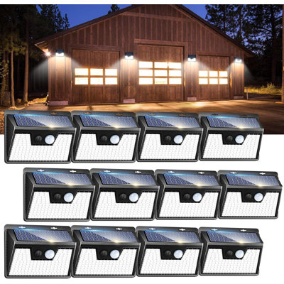 Peasur 140 LED Solar Motion Sensor Lights, 3 Modes Outdoor Waterproof Security Lights For Fence, Yard, Patio (12 Pack)