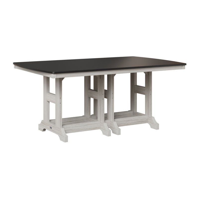 Table de salle à manger à hauteur de comptoir rectangulaire 72 po Berlin Gardens Garden Classic, Coquillage, Noir martelé