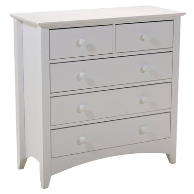 Derrickson Solid Wood 86cm W 5 - Drawer Chest of Drawers