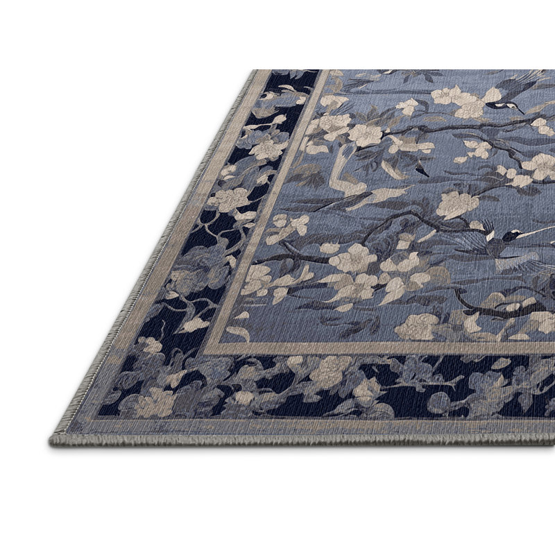 Machine Washable Gray Area Rug, Square 7'